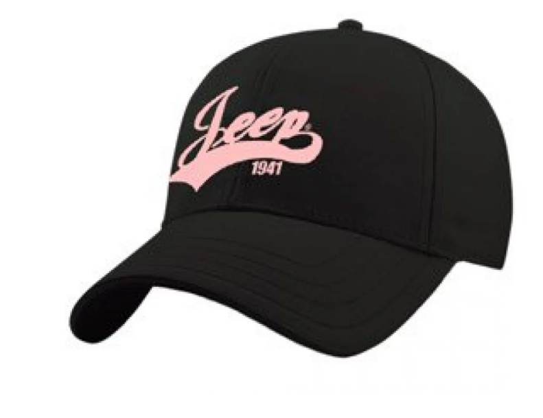 WOMEN'S BLACK CAP WITH PINK JEEP LOGO